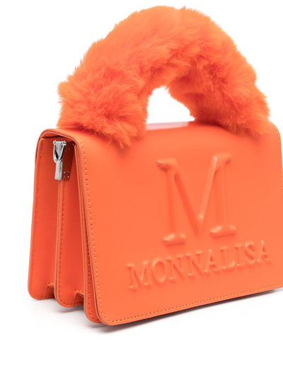 Shop Monnalisa Embossed-logo Shoulder Bag In Orange