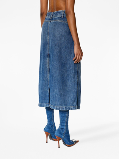 Shop Diesel De-yinka Denim Midi Skirt In Blue