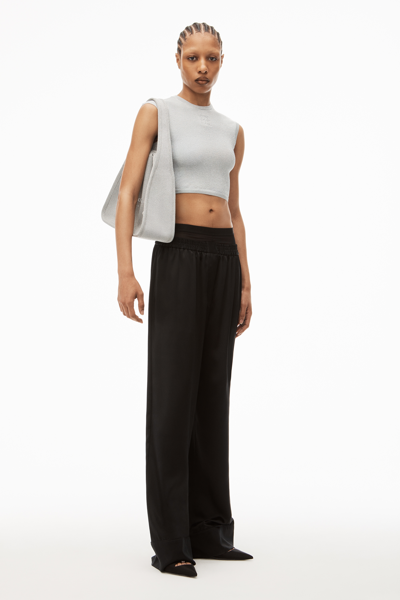 Shop Alexander Wang Cropped Top In Lurex In Silver