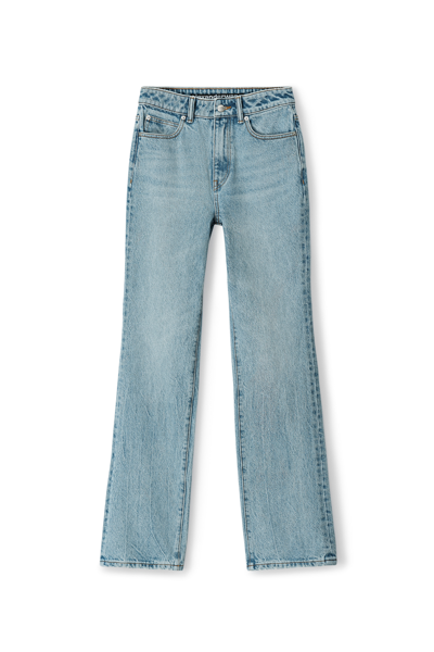 Shop Alexander Wang Fly High-rise Stacked Jean In Denim In Light Indigo Fade