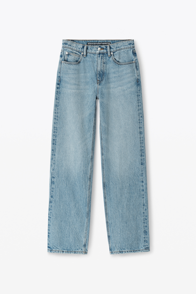 Shop Alexander Wang Ez Mid-rise Straight-leg Jean In Denim In Light Indigo Fade