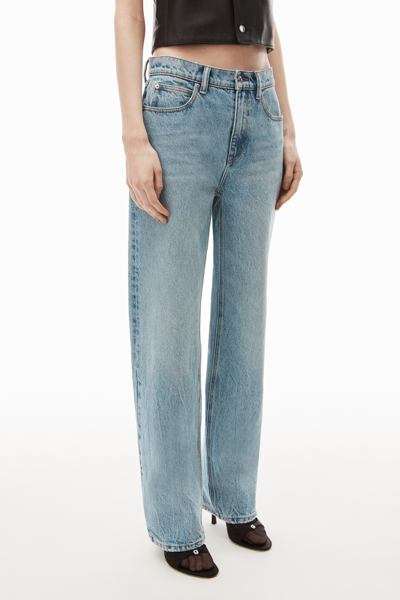 Shop Alexander Wang Ez Mid-rise Straight-leg Jean In Denim In Light Indigo Fade