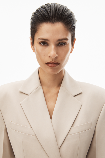 Shop Alexander Wang Belted Blazer Dress In Wool Tailoring In Feather