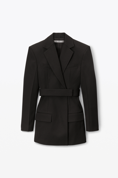 Shop Alexander Wang Belted Blazer Dress In Wool Tailoring In Black