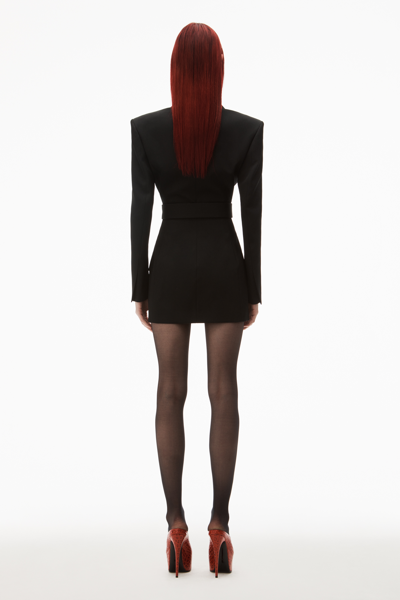 Shop Alexander Wang Belted Blazer Dress In Wool Tailoring In Black