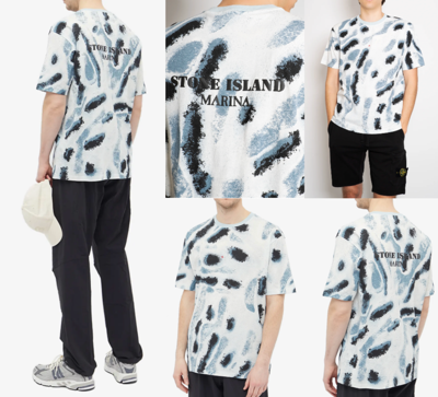 Pre-owned Stone Island Marina 211x6 Reef Seaqual® Cotton T-shirt Shirt Tee Aqua Camo L