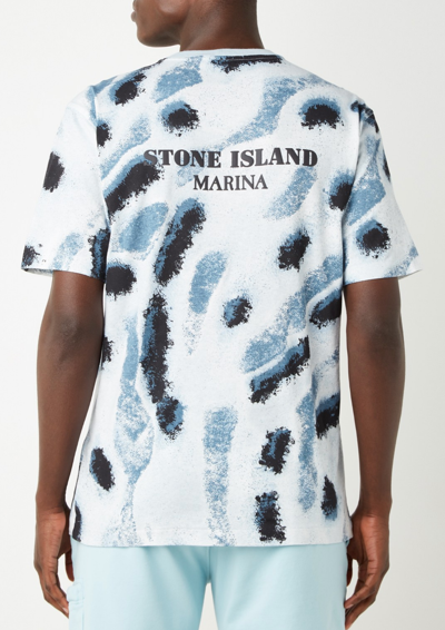 Pre-owned Stone Island Marina 211x6 Reef Seaqual® Cotton T-shirt Shirt Tee Aqua Camo L