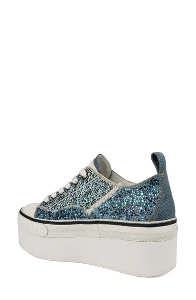 Zigi Koralay Rhinestone Platform Sneaker In Blue Canvas