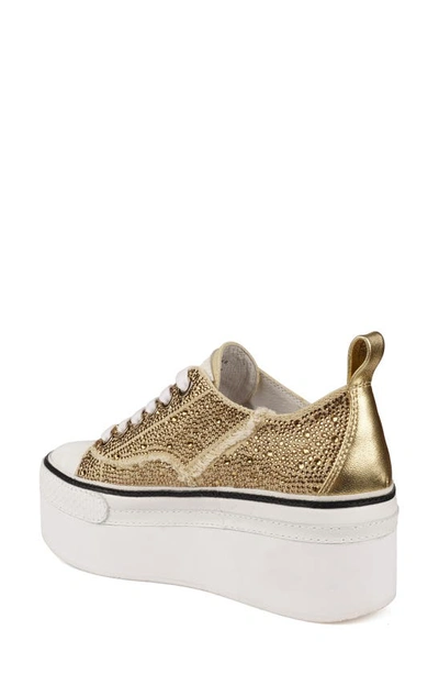 Zigi Koralay Rhinestone Platform Sneaker In Gold Canvas