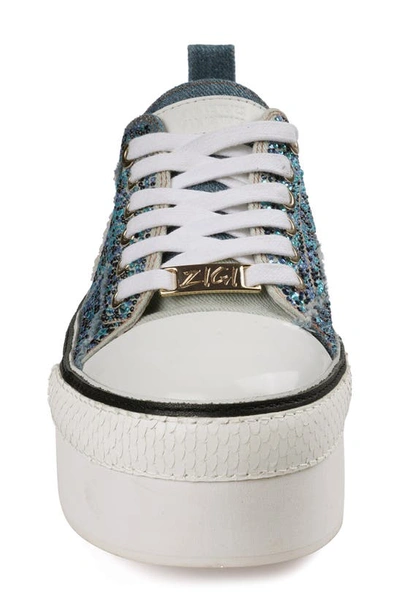 Zigi Koralay Rhinestone Platform Sneaker In Blue Canvas