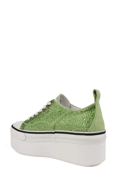 Zigi Koralay Rhinestone Platform Sneaker In Apple Green