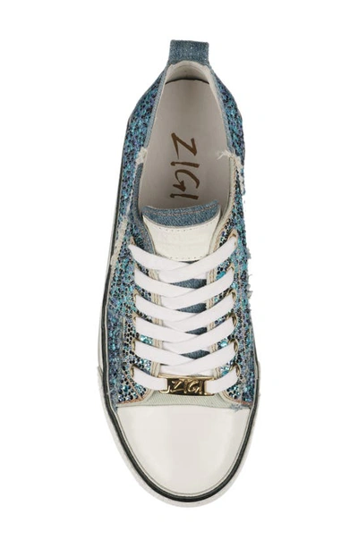 Zigi Koralay Rhinestone Platform Sneaker In Blue Canvas