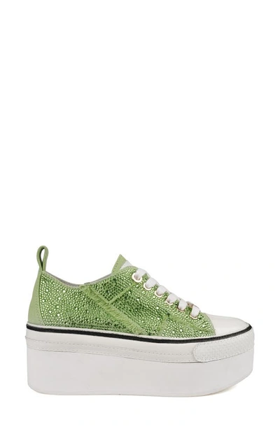 Zigi Koralay Rhinestone Platform Sneaker In Apple Green