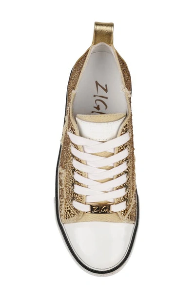 Zigi Koralay Rhinestone Platform Sneaker In Gold Canvas