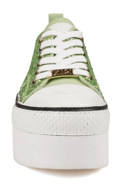Zigi Koralay Rhinestone Platform Sneaker In Apple Green