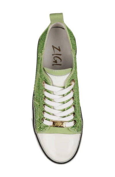 Zigi Koralay Rhinestone Platform Sneaker In Apple Green