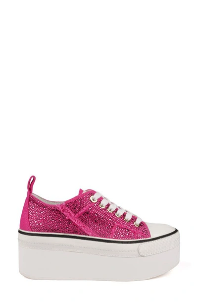 Zigi Koralay Rhinestone Platform Sneaker In Fuschia Canvas