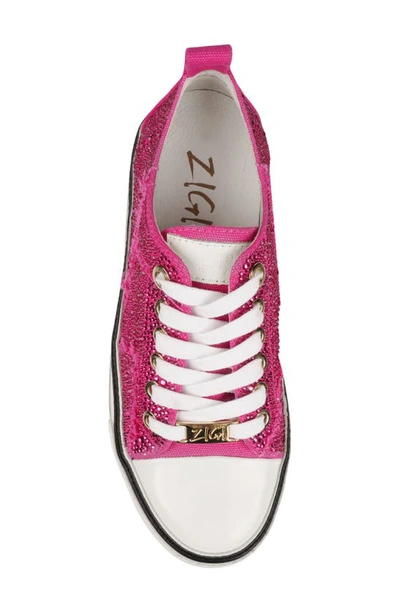 Zigi Koralay Rhinestone Platform Sneaker In Fuschia Canvas