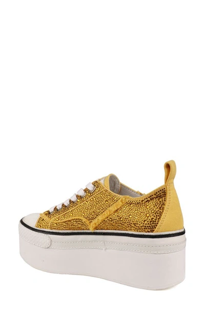 Zigi Koralay Rhinestone Platform Sneaker In Yellow Canvas