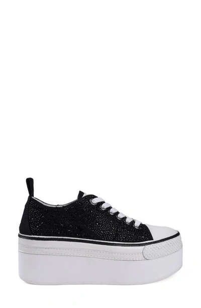 Zigi Koralay Rhinestone Platform Sneaker In Black Canvas