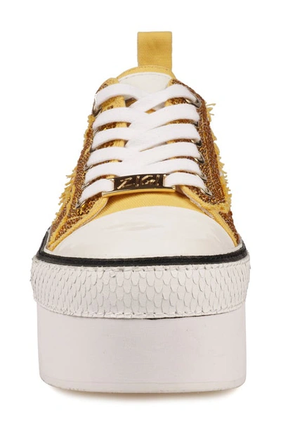 Zigi Koralay Rhinestone Platform Sneaker In Yellow Canvas