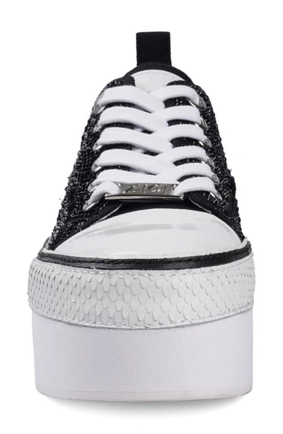 Zigi Koralay Rhinestone Platform Sneaker In Black Canvas