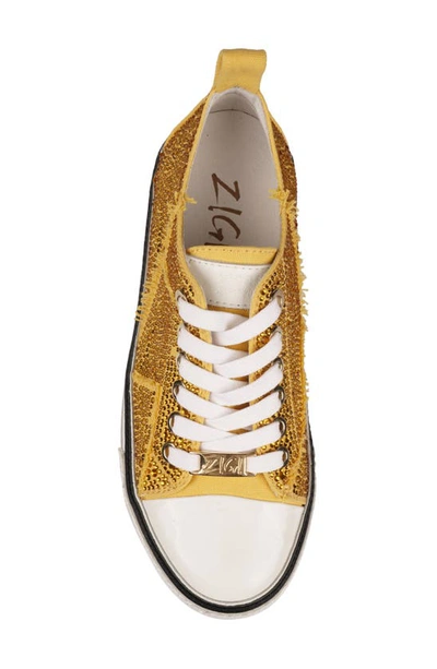 Zigi Koralay Rhinestone Platform Sneaker In Yellow Canvas