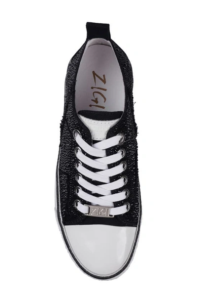 Zigi Koralay Rhinestone Platform Sneaker In Black Canvas