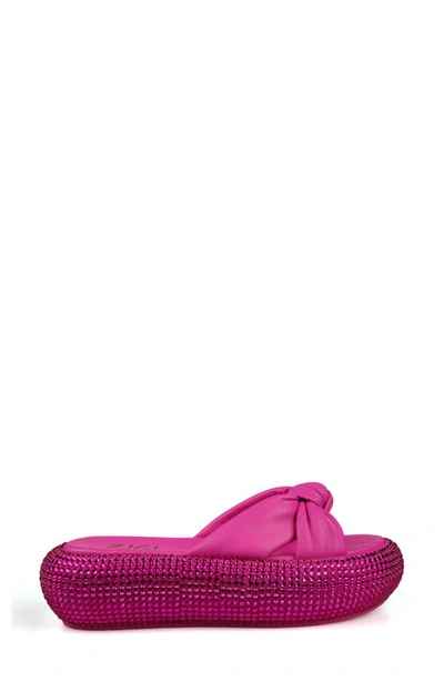 Shop Zigi Sabella Rhinestone Platform Slide Sandal In Fuschia Leather