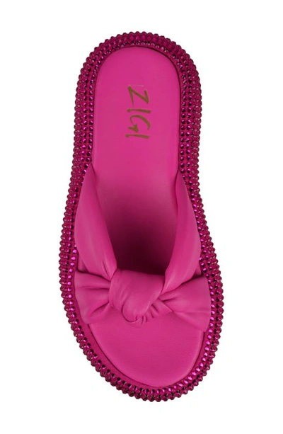 Shop Zigi Sabella Rhinestone Platform Slide Sandal In Fuschia Leather