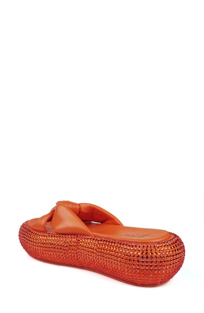 Shop Zigi Sabella Rhinestone Platform Slide Sandal In Orange Leather