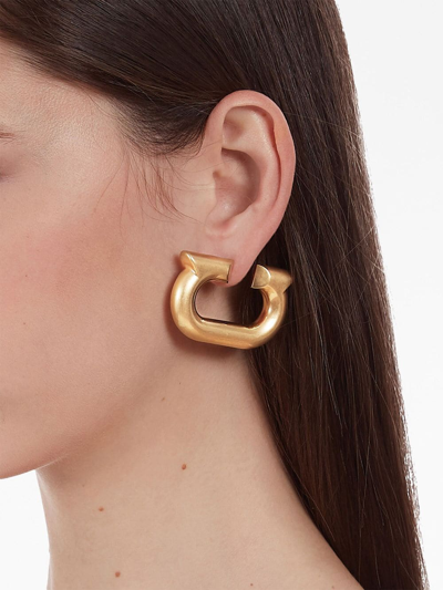 Shop Ferragamo Gancini Stud Earrings In Gold