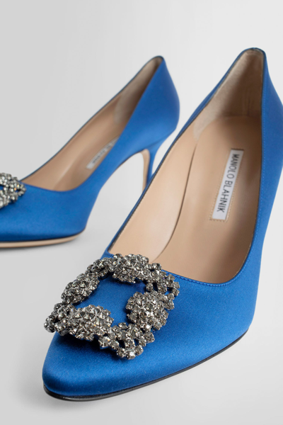 Manolo Blahnik Hangisi 90 Royal Blue Satin Pumps