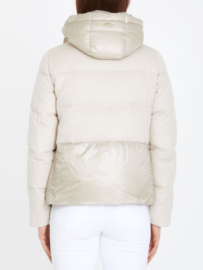 Shop Herno Silk And Cashmere Down Jacket In Cream