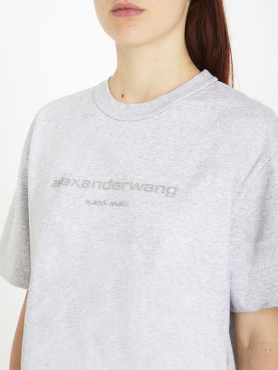Shop Alexander Wang Jersey Tshirt With Logo In Grey