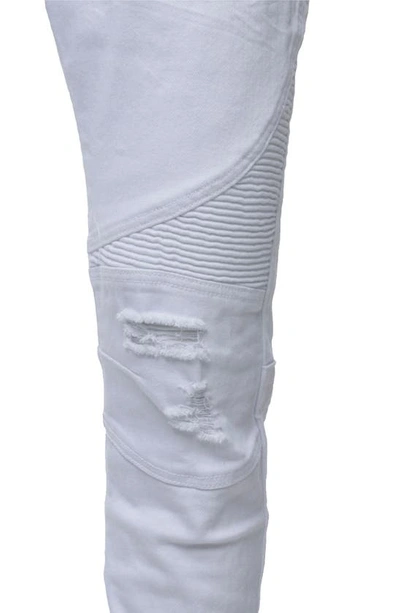 X-ray Raw X Distressed Moto Slim Jeans In White