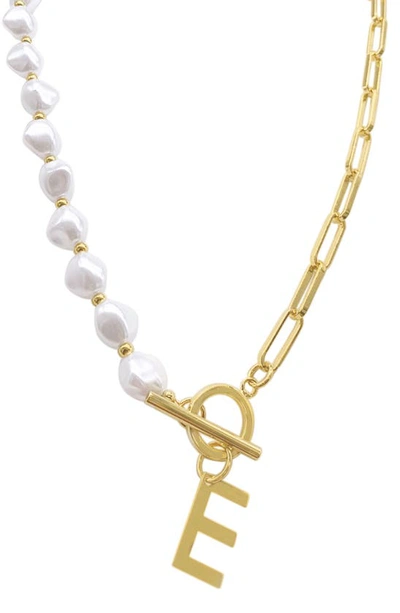 Shop Adornia Imitation Pearl & Paperclip Chain Initial Pendant Necklace In White-e