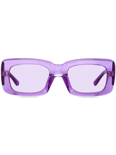 Shop Linda Farrow X The Attico Mini Marfa Rectangle Sunglasses In Purple