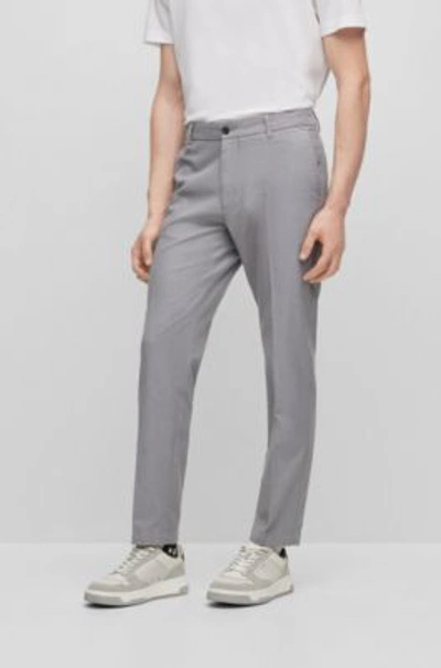 Shop Hugo Boss Slim-fit Pants In A Cotton Blend In Dark Grey