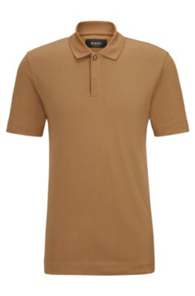 Shop Hugo Boss Regular-fit Polo Shirt In Cotton And Silk In Beige