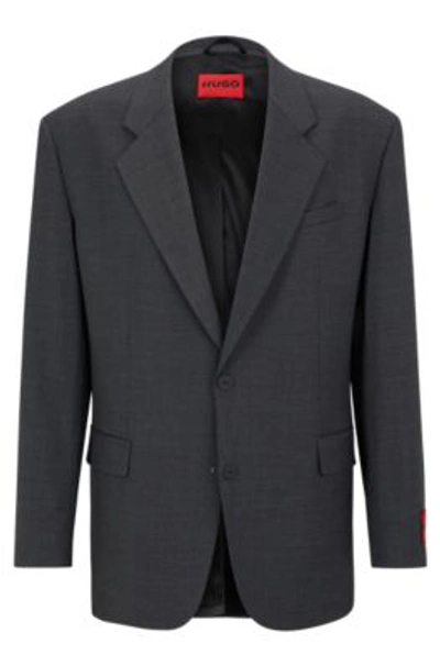 Shop Hugo Oversized-fit Jacket In Performance-stretch Fabric In Dark Grey