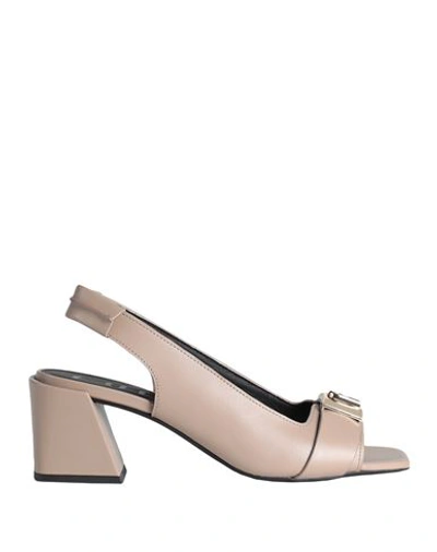 Furla Woman Sandals Dove Grey Size 11 Soft Leather In Grey