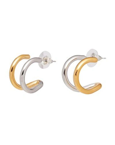 Shop 8 By Yoox Double Ring Golden And Silver Hoops Woman Earrings Silver Size - Stainless Steel