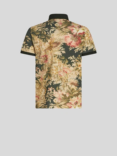 Shop Etro Polo Shirt With Floral Print In Green