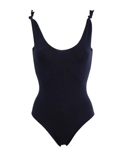 Shop Isole & Vulcani Ginestra Woman One-piece Swimsuit Navy Blue Size S Organic Cotton, Elastane