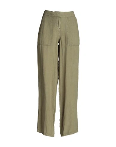 Shop Topshop Woman Pants Military Green Size 8 Linen