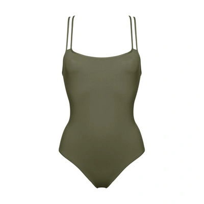 Shop Eres Guapa One-piece Swimsuit In Olive_noire