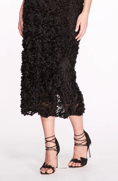 Shop Marchesa Notte Rosette Strapless Midi Dress In Black