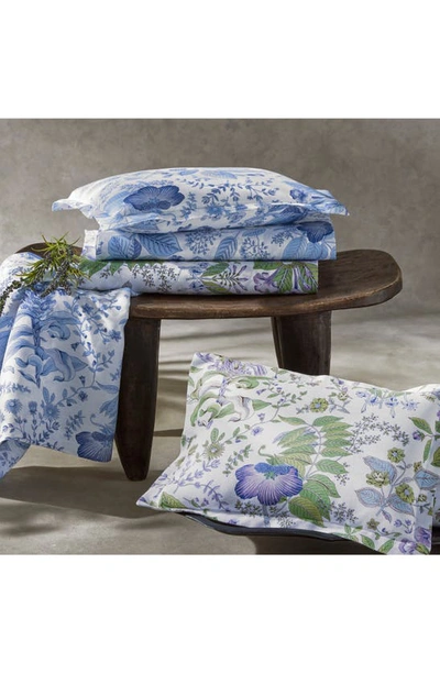 Shop Matouk Pomegranate Linen Quilt In Porcelain Blue