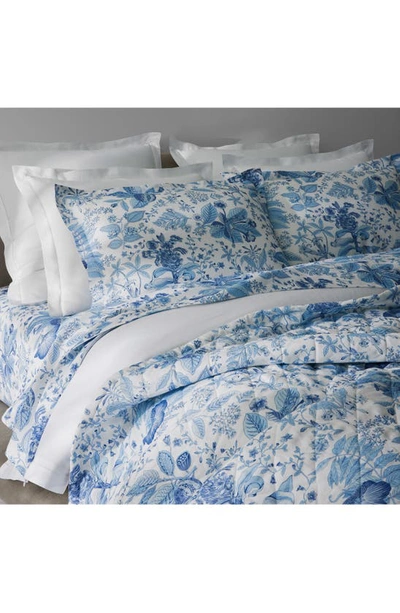 Shop Matouk Pomegranate Linen Quilt In Porcelain Blue